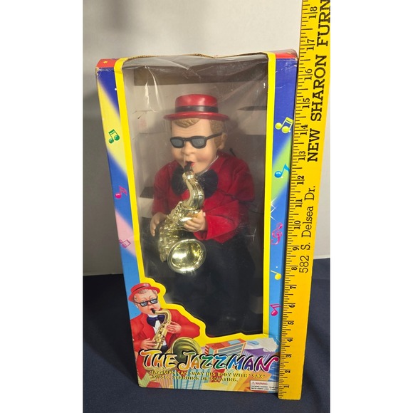 The Jazzman Dancing Swaying Saxophone Player Vintage New Open Box - Picture 10 of 10